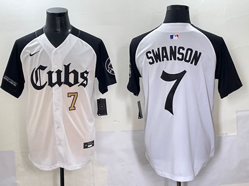 Men 2025 Chicago Cubs #7 Swanson white black Five generations Joint Name Nike MLB Jersey style 3->chicago cubs->MLB Jersey